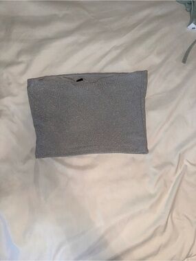 Forever 21 Silver Glitter Strapless Crop Top